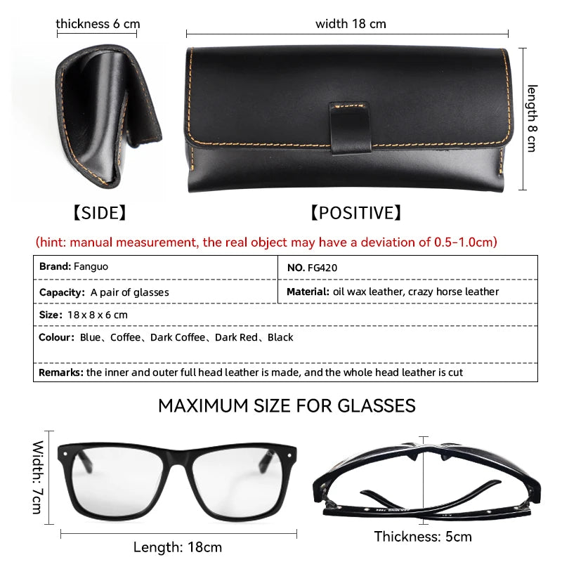 Genuine Leather Glasses Case – Handmade Sunglasses & Eyeglasses Holder