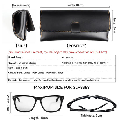 Genuine Leather Glasses Case – Handmade Sunglasses & Eyeglasses Holder