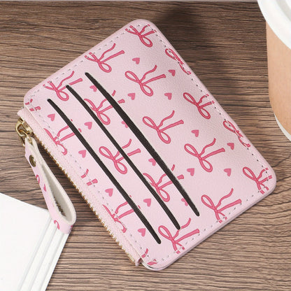 Cute Bow PVC Card Holder & Coin Purse for Women – Slim Zip Wallet