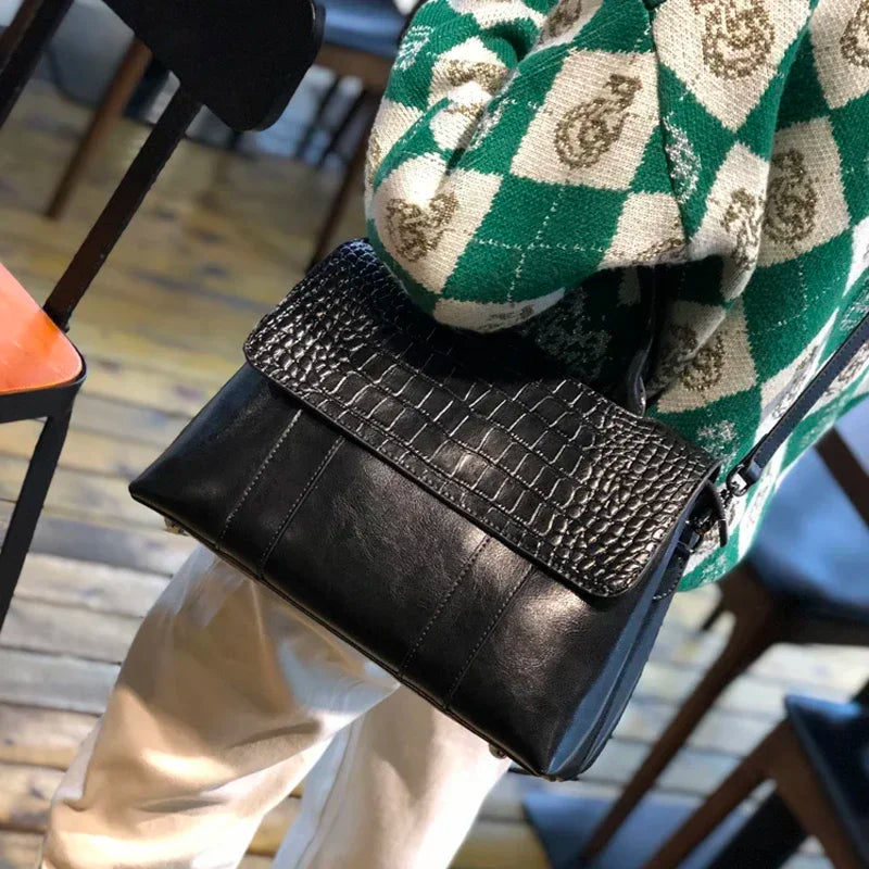Cowhide Leather Crossbody Handbag for Women – Luxury Shoulder Bag