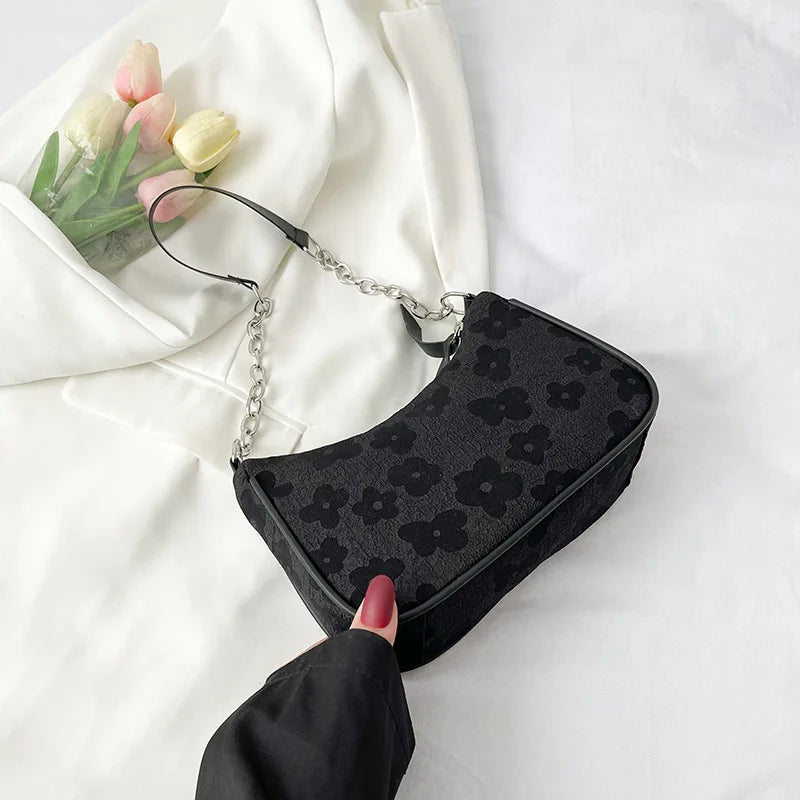 Floral Felt Shoulder Bag – Women's Small Crossbody Underarm Bag