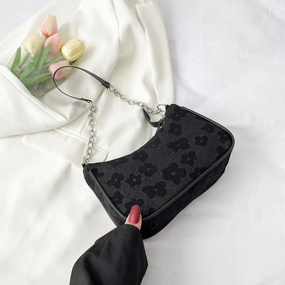 Floral Felt Shoulder Bag – Women's Small Crossbody Underarm Bag