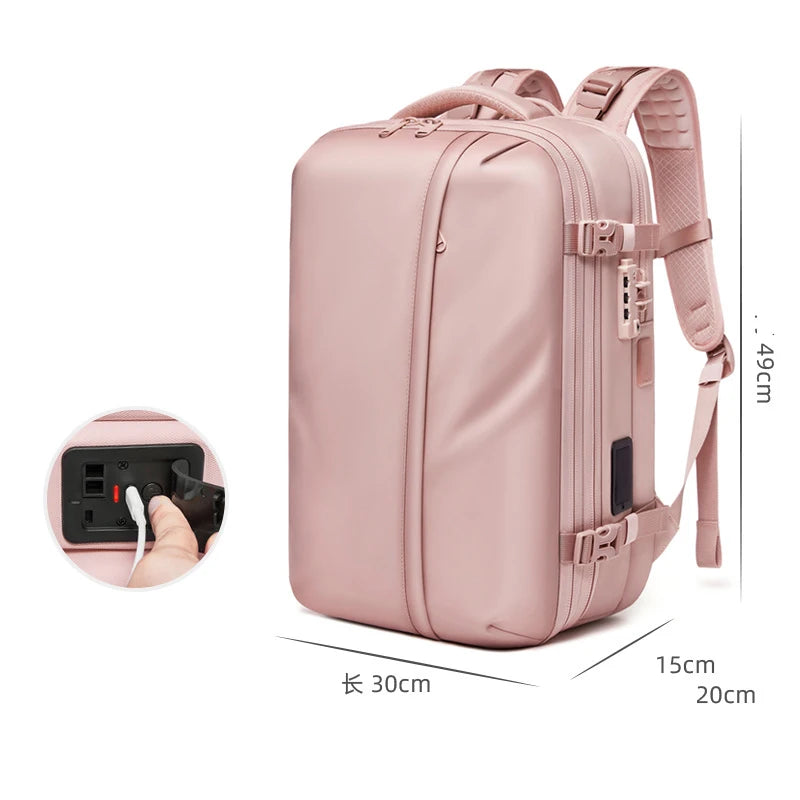 60L Vacuum Compression Travel Backpack – 17" Laptop, One-Click Pump, Hiking & Business