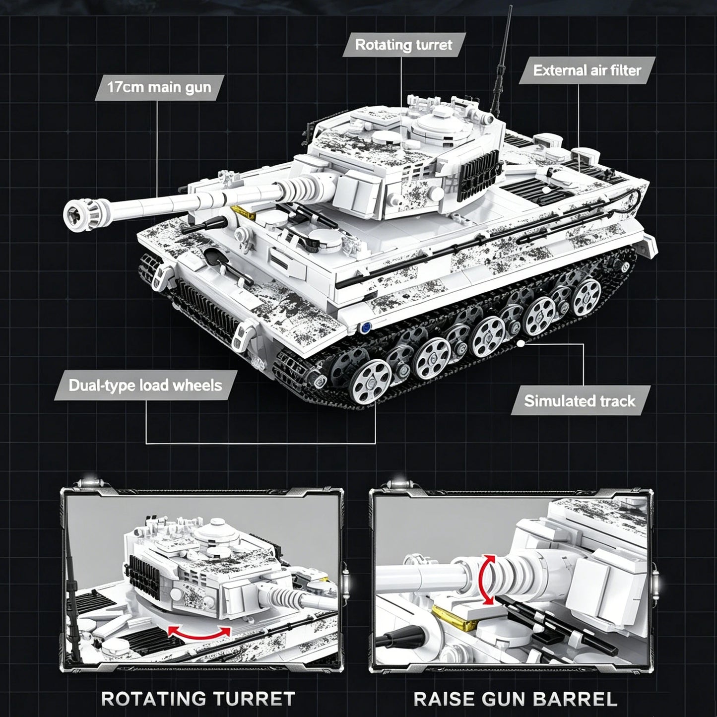 Tiger I Heavy Tank Building Set – WWII Military Brick Model