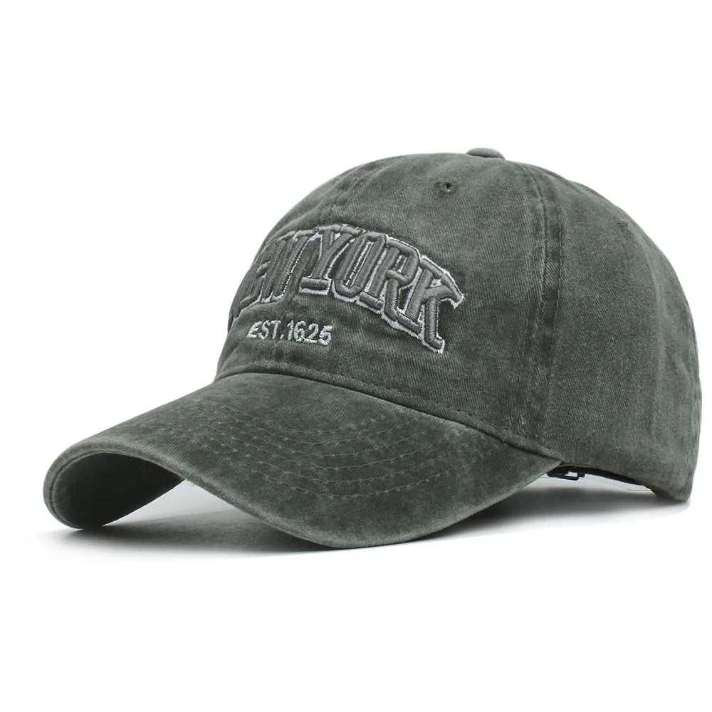 Retro Embroidered Baseball Cap – Washed Cotton Snapback Hat