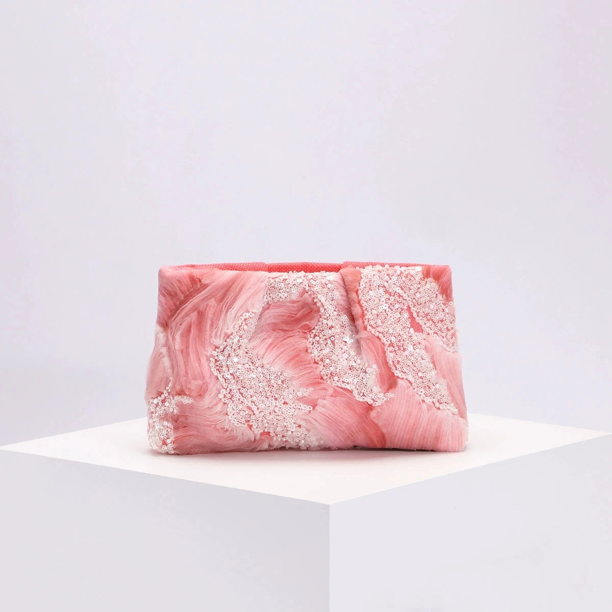 Sequins Clip Shell Clutch Bag Women Flower Embroidery Shoulder Crossbody Bags Vintage Evening Party