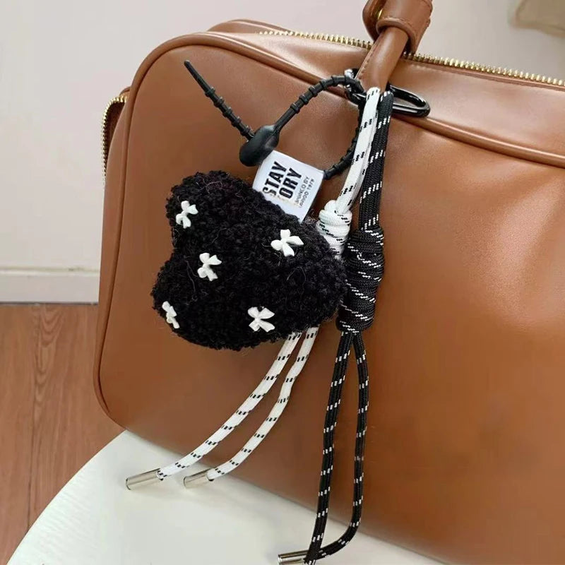 Plush Mini Bag Keychain – Cute Braided Rope Bag Charm Pendant