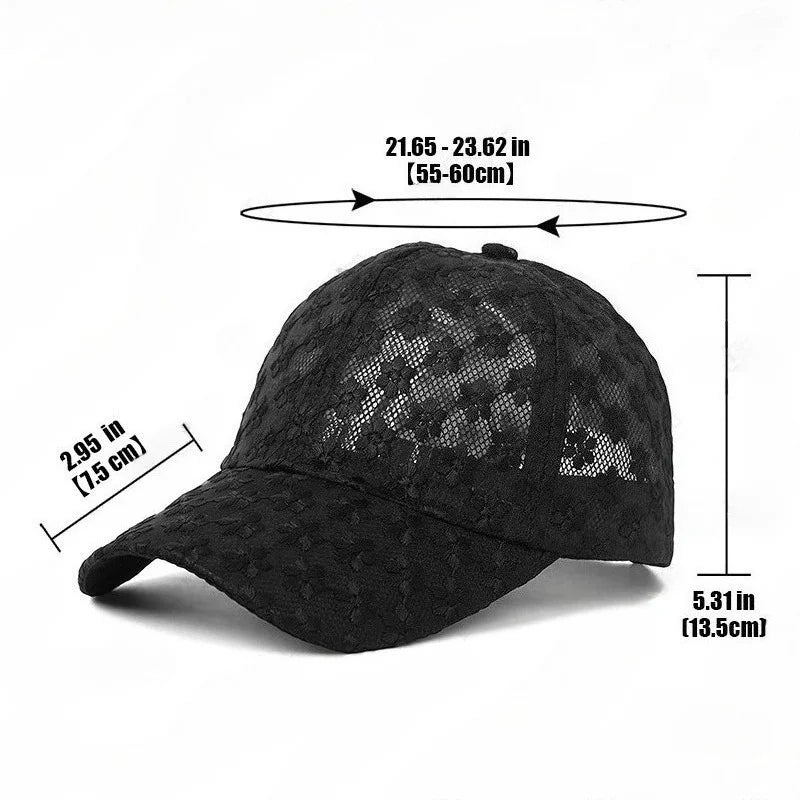 Summer Women S Lightweight Office Lady Lace Baseball Cap Embroidered Flowers Mesh Ventilation Sun