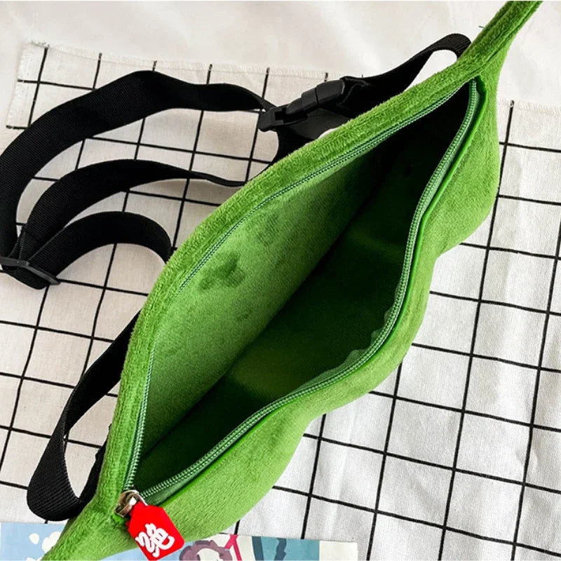 Edamame Plush Crossbody Bag – Cute Novelty Shoulder Bag