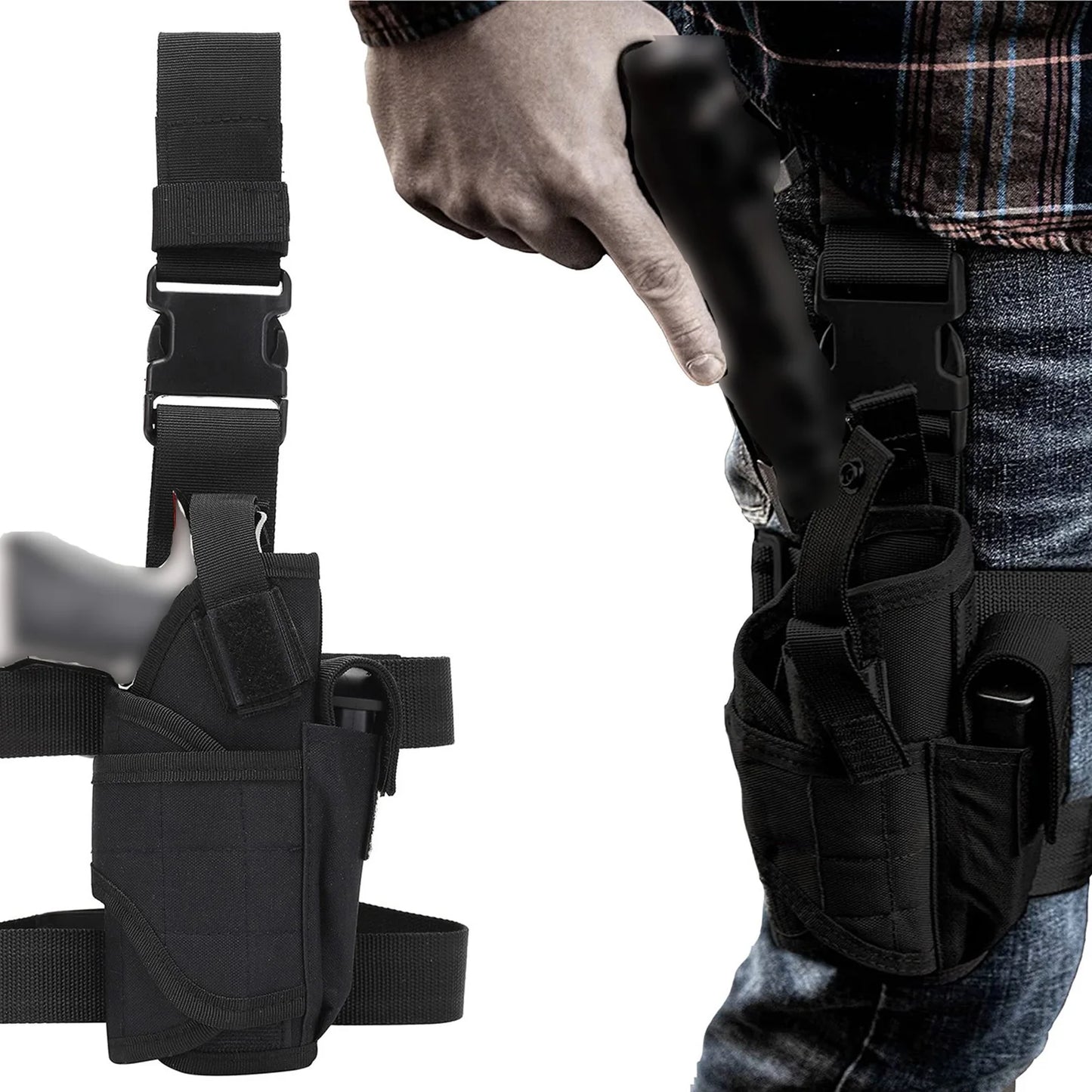 Drop Leg Holster – Tactical Thigh Gun Holster with Mag Pouch for Men & Women