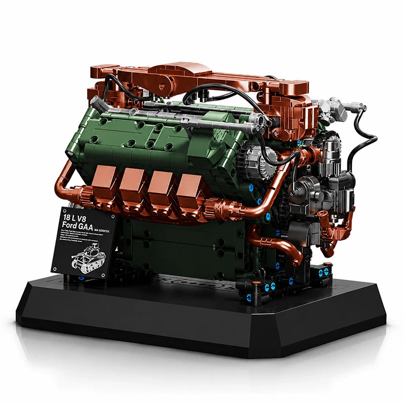Ford GAA V8 Engine MOC Building Set – 1385 Pieces