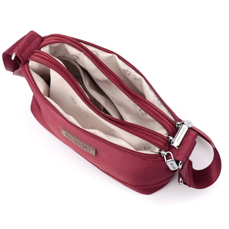 Women's Waterproof Nylon Crossbody Bag – 3-Layer Shoulder Handbag