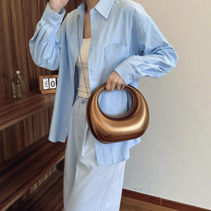 Moods Luxury Evening Clutch Purse Women Round Handle Pu Leather Wrist Bag Wedding Dinner Party
