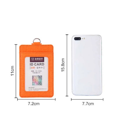 Leather ID Badge Holder with Retractable Lanyard – Card Case