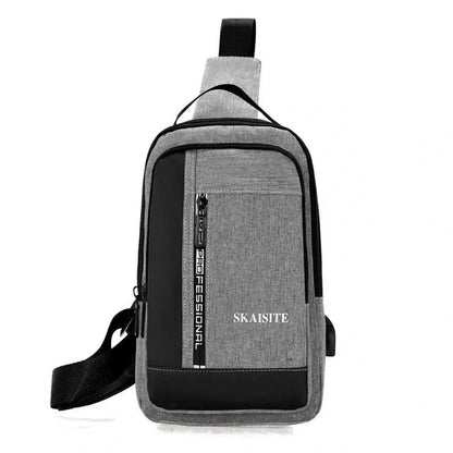 Men's Sling Chest Bag with USB Charging Port – Casual Oxford