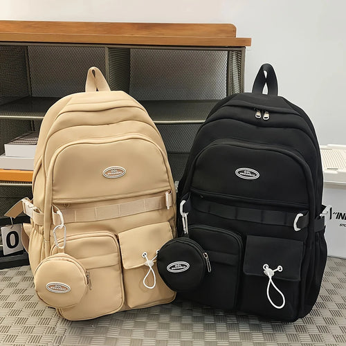 Large Capacity School Backpack with Mini Coin Pouch
