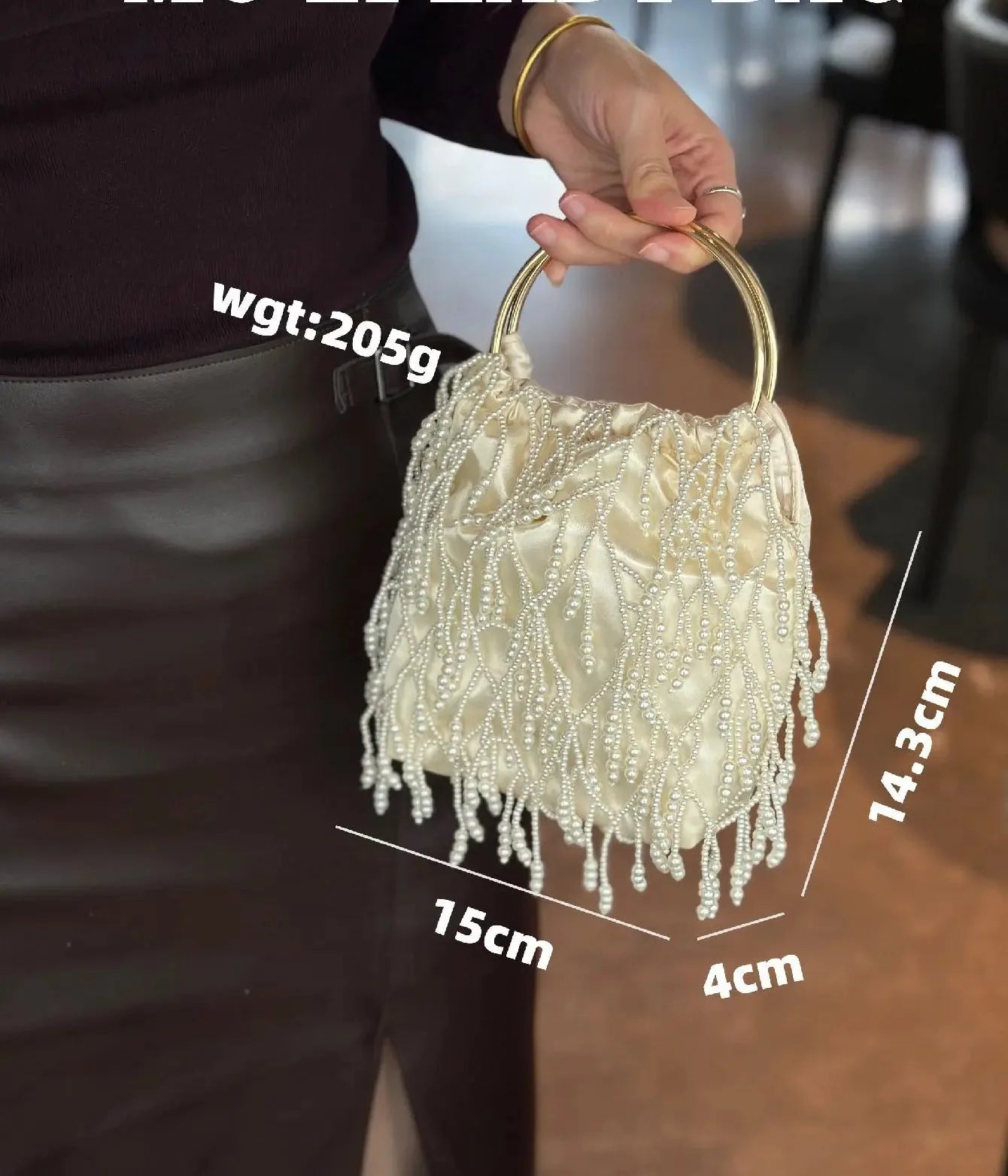 Pearl Beaded Fringe Evening Bag – Luxury Satin Handbag for Wedding & Party
