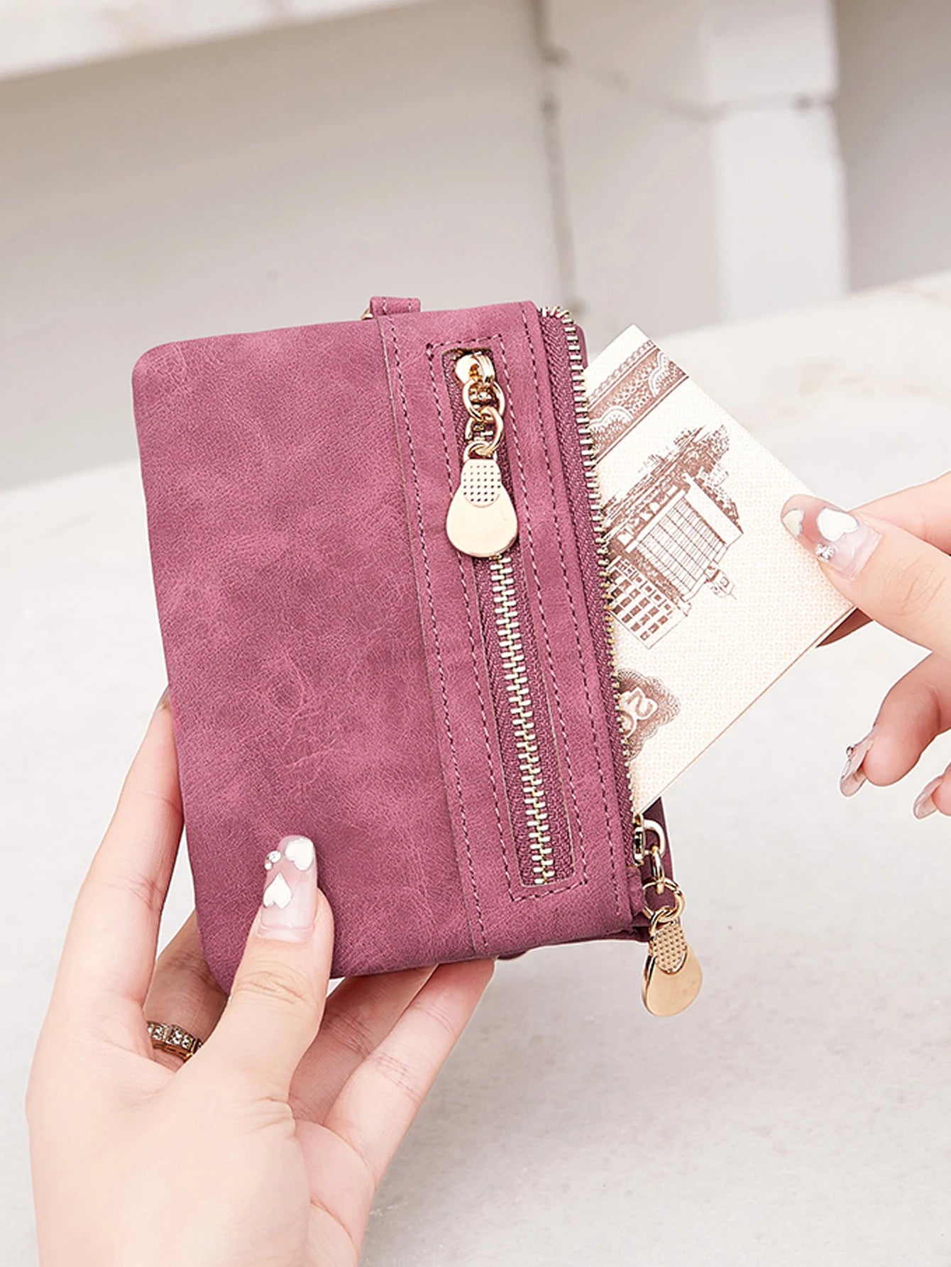 Women's Wristlet Wallet – Short PU Leather Zipper Coin Purse with Card Slots