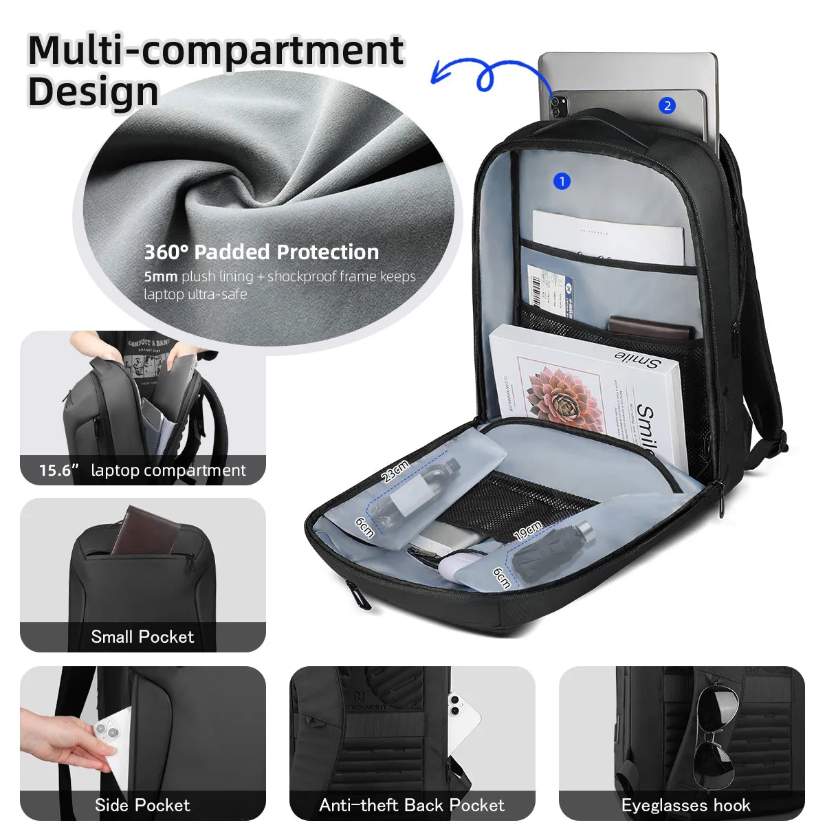 Business Laptop Backpack 15.6" Men – USB Port Waterproof Daypack