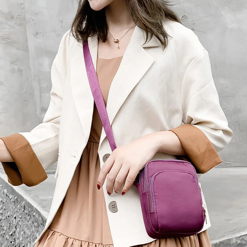 Waterproof Oxford Crossbody Bag – Multi-Zipper Women's Bag