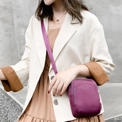 Waterproof Oxford Crossbody Bag – Multi-Zipper Women's Bag