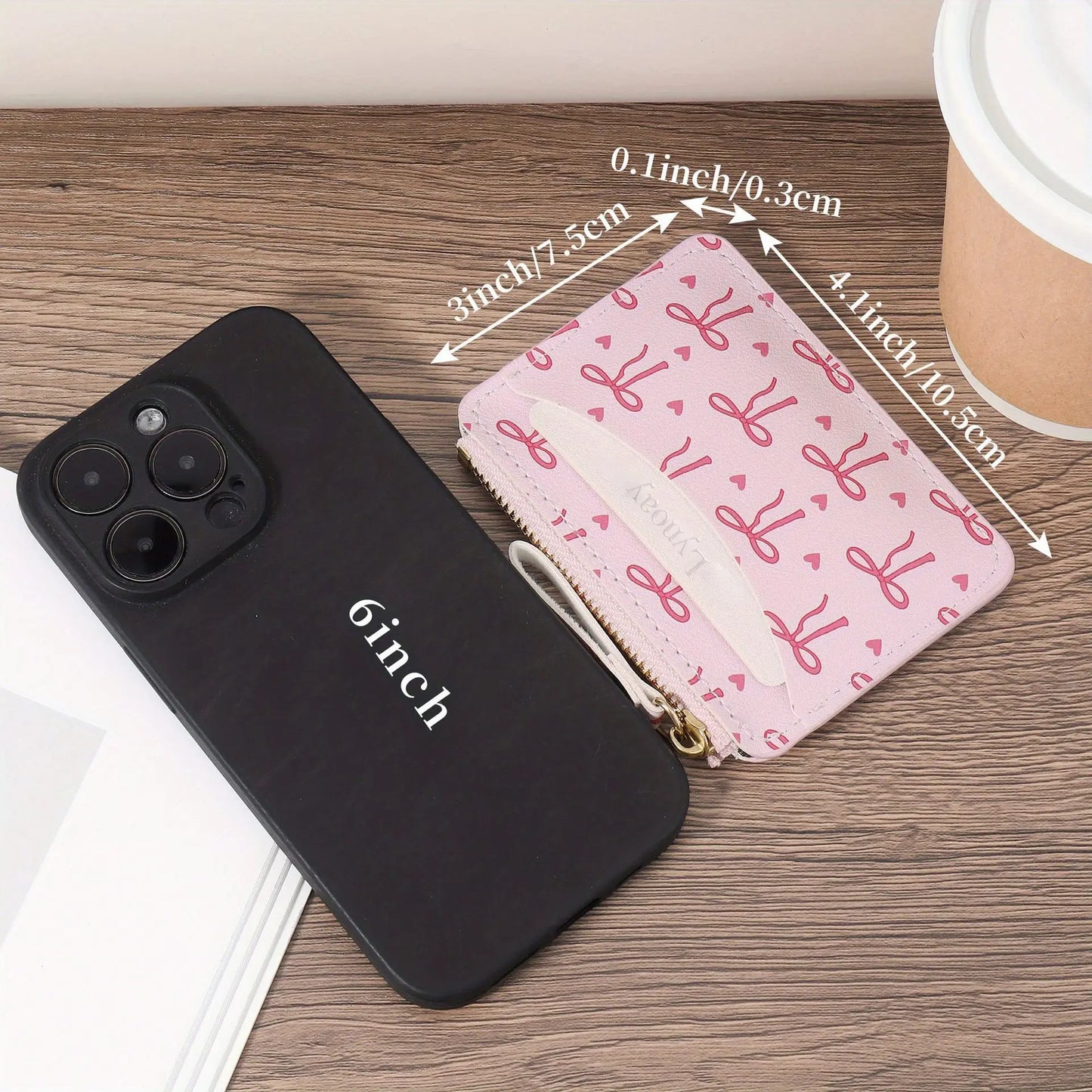 Cute Bow PVC Card Holder & Coin Purse for Women – Slim Zip Wallet