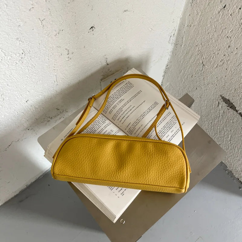 Lychee Texture Shoulder Bag – Korean Minimalist Underarm Bag for Women
