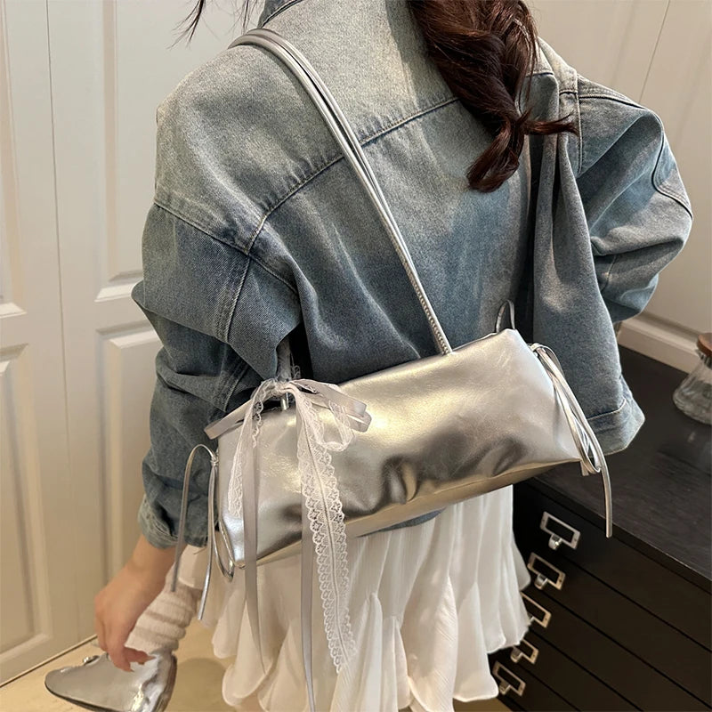 Bow Shoulder Bag – Elegant PU Leather Ballet Style Handbag