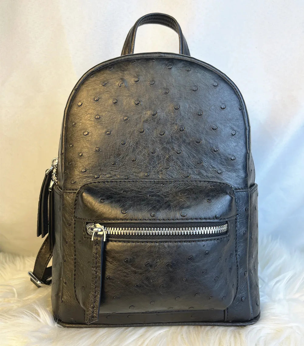 Ostrich Leather Women's Backpack – Luxury Real Leather Travel Bag