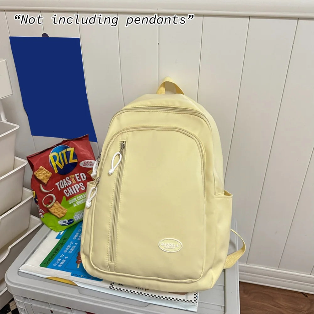 Lightweight Nylon School Backpack – Minimalist Solid Color