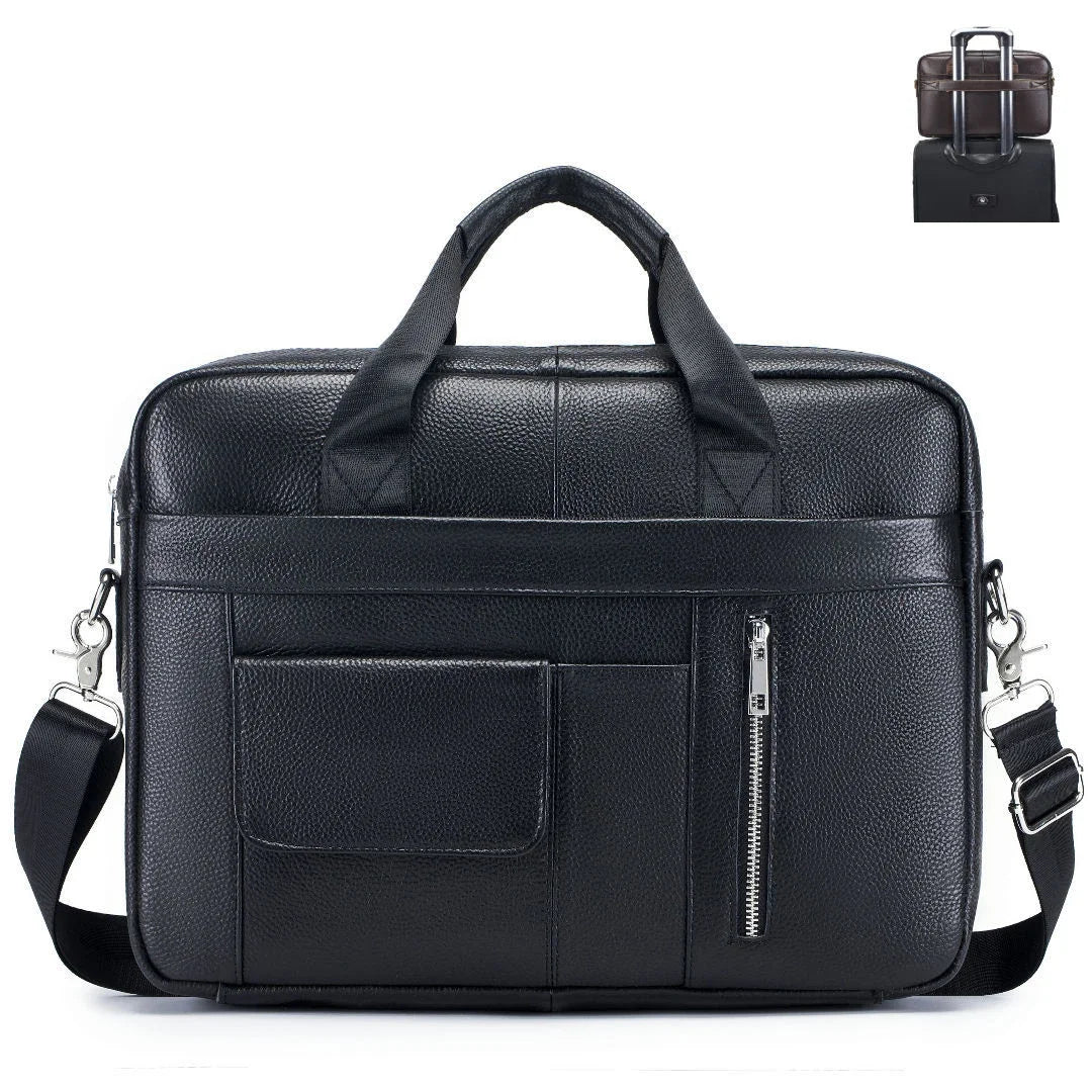 Genuine Leather Men's Briefcase Laptop Messenger Bag