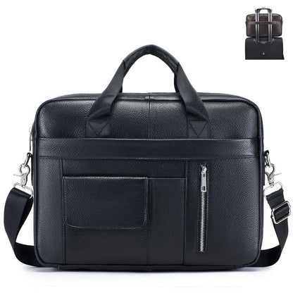 Genuine Leather Men's Briefcase Laptop Messenger Bag