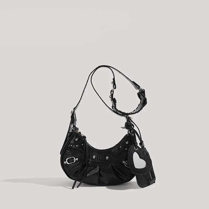 Crossbody Shoulder Bag for Women – Retro Studded Underarm Purse