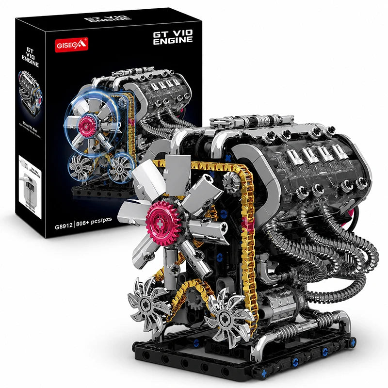 V10 Engine Building Blocks Set – 808 Pcs Motorized MOC Model