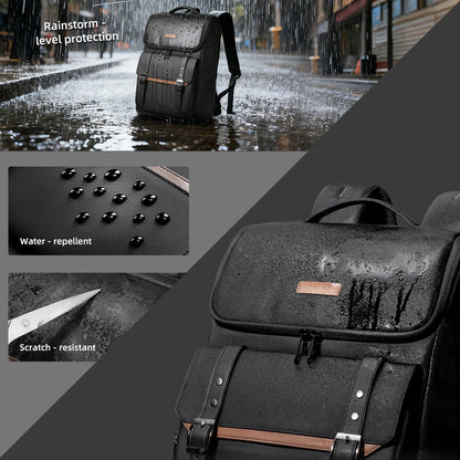 Vintage 17.3" Laptop Backpack for Men – Anti-Theft Business Bag
