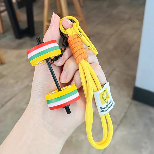 Mini Dumbbell Barbell Keychain – Fitness Bag Charm Pendant
