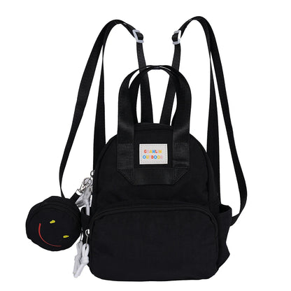 Mini Nylon Backpack with Detachable Smile Coin Purse – Multi-Pocket Daypack
