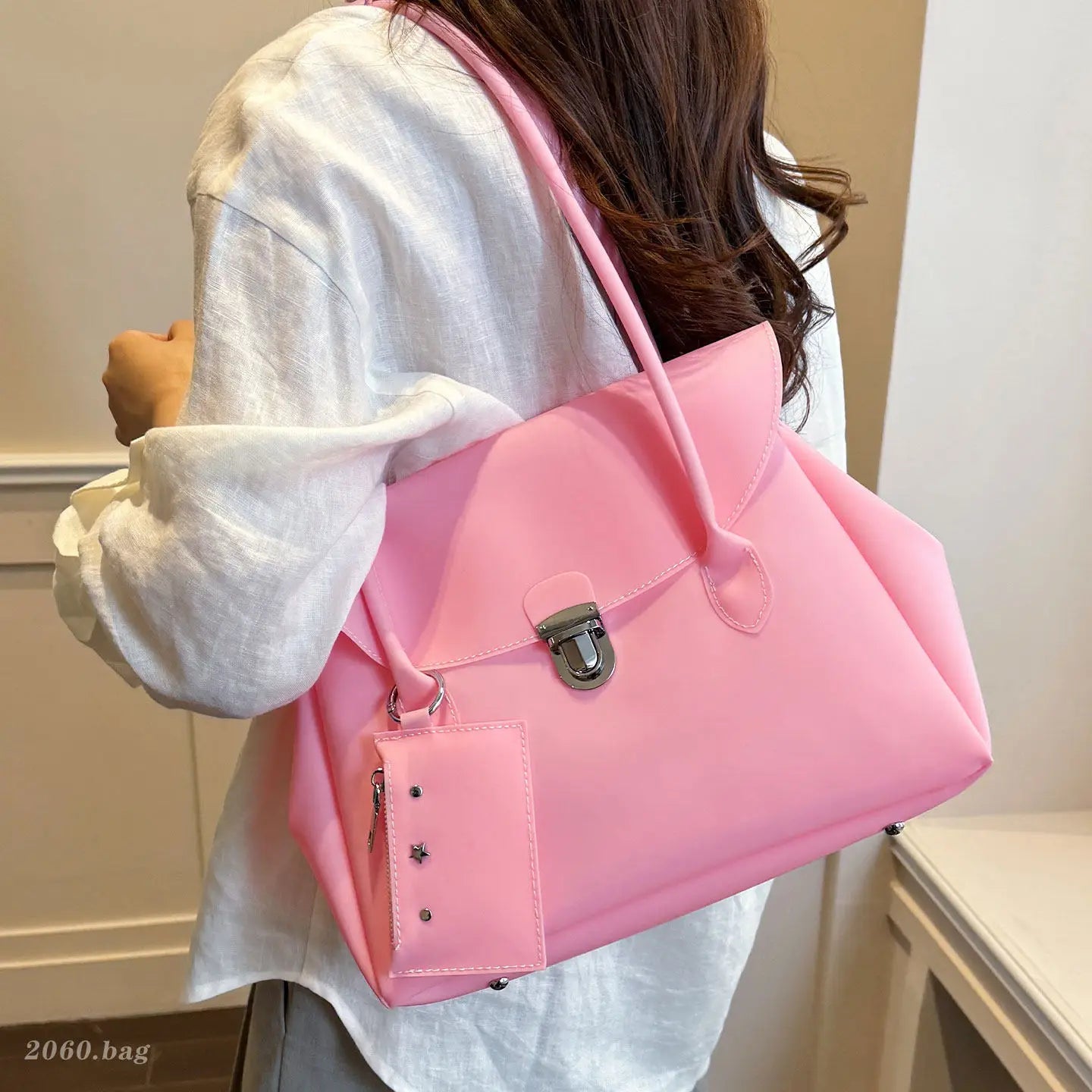 Frosted Texture Lightweight Casual Shoulder Bag Cute Girly Dopamine-Color Jelly