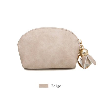 Mini PU Leather Coin Purse with Keychain Charm