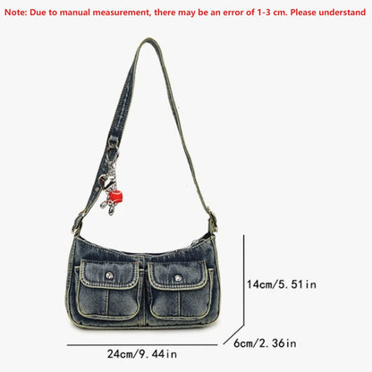 Retro Denim Crossbody Bag – Y2K Underarm Purse for Women