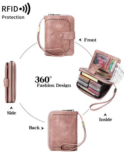 RFID Blocking Women's Large Capacity Retro Wallet – Multi-Card Organizer