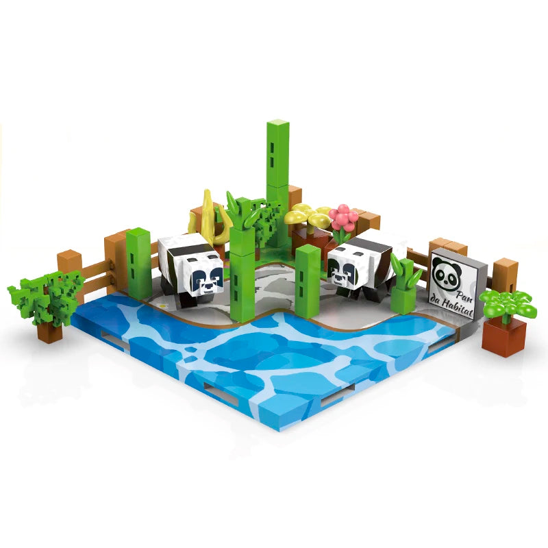 Magnetic Building Blocks STEM Toy – Zoo & Mine World Set