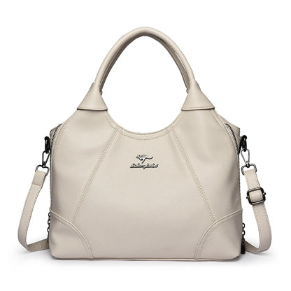 Large Capacity Leather Women's Handbag – 3-Layer Shoulder & Crossbody Bag