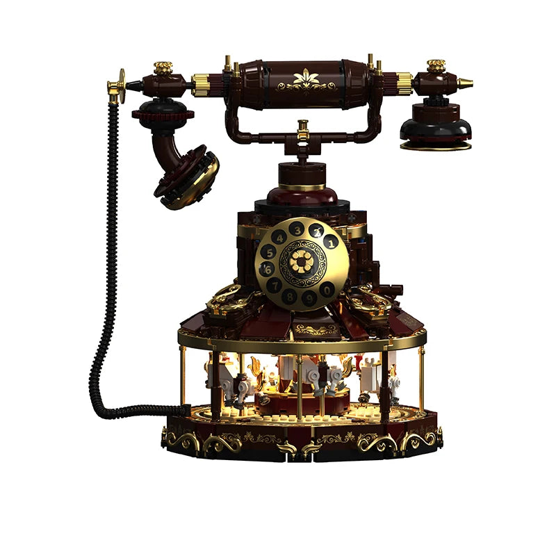Retro Telephone MOC Building Set – Carousel Bricks Room Decor