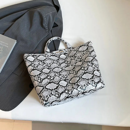 Snakeskin Pattern Tote Bag – Large Capacity Women's Shoulder Bag