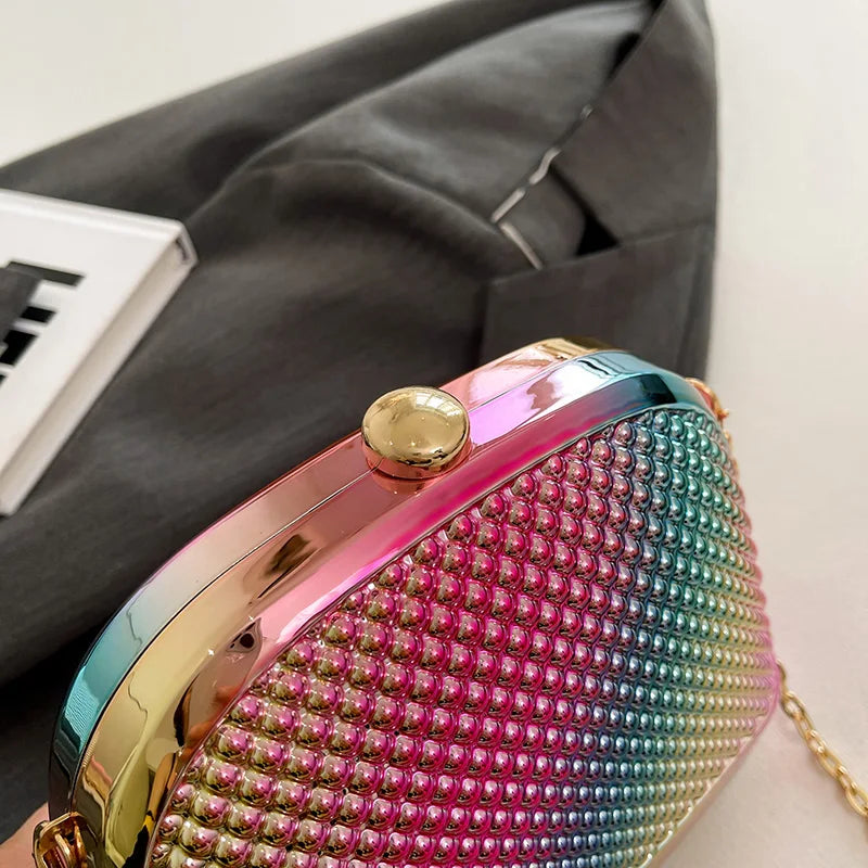 Moods Rainbow Color Luxury Evening Bags Elegant Women Wedding Dinner Party Acrylic Chain Shoulder