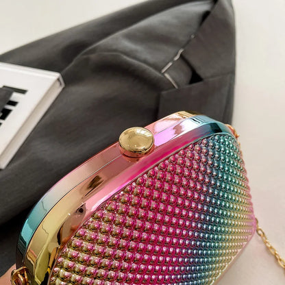 Moods Rainbow Color Luxury Evening Bags Elegant Women Wedding Dinner Party Acrylic Chain Shoulder