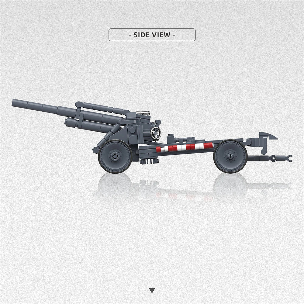 WWII Howitzer Cannon Building Blocks Military Artillery Set