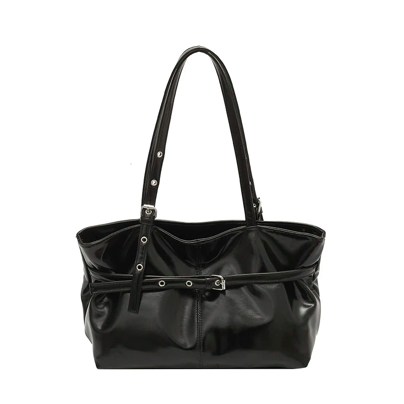 Retro Leather Tote Bag – Women's Large Capacity Shoulder Handbag