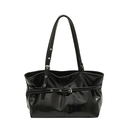 Retro Leather Tote Bag – Women's Large Capacity Shoulder Handbag
